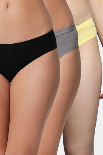 Buy Bleeding Heart Medium Rise Full Coverage Bikini Panty (Pack of 3) - Multicolor